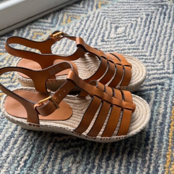 TORY BURCH FISHERMAN ESPADRILLE SANDAL Sz 7 - Picture 2 of 6